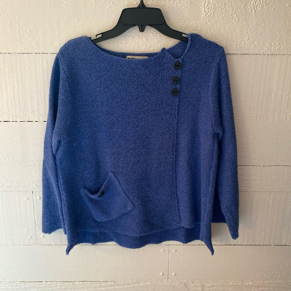 Habitat Knit Sweater Women Small Cotton  Artsy Lagenlook Textured Pocket Hi-Low